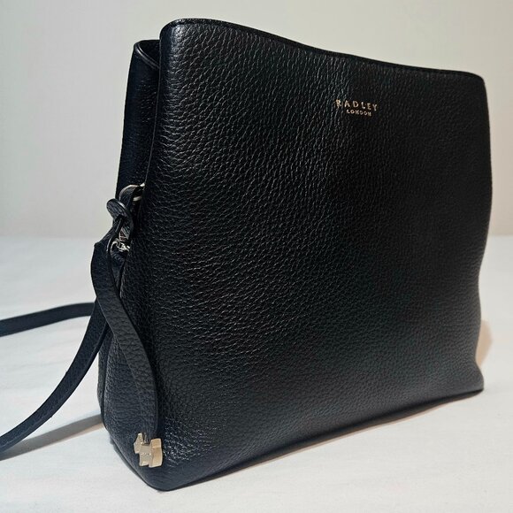 RADLEY LONDON Duke's Place Black Pebbled Leather Med. Compart Crossbody Bag 🐶🏴 - Picture 2 of 15